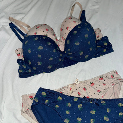 Flower Printed Padded Bra Set(Imported)