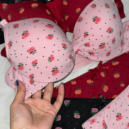 Flower Printed Padded Bra Set(Imported)