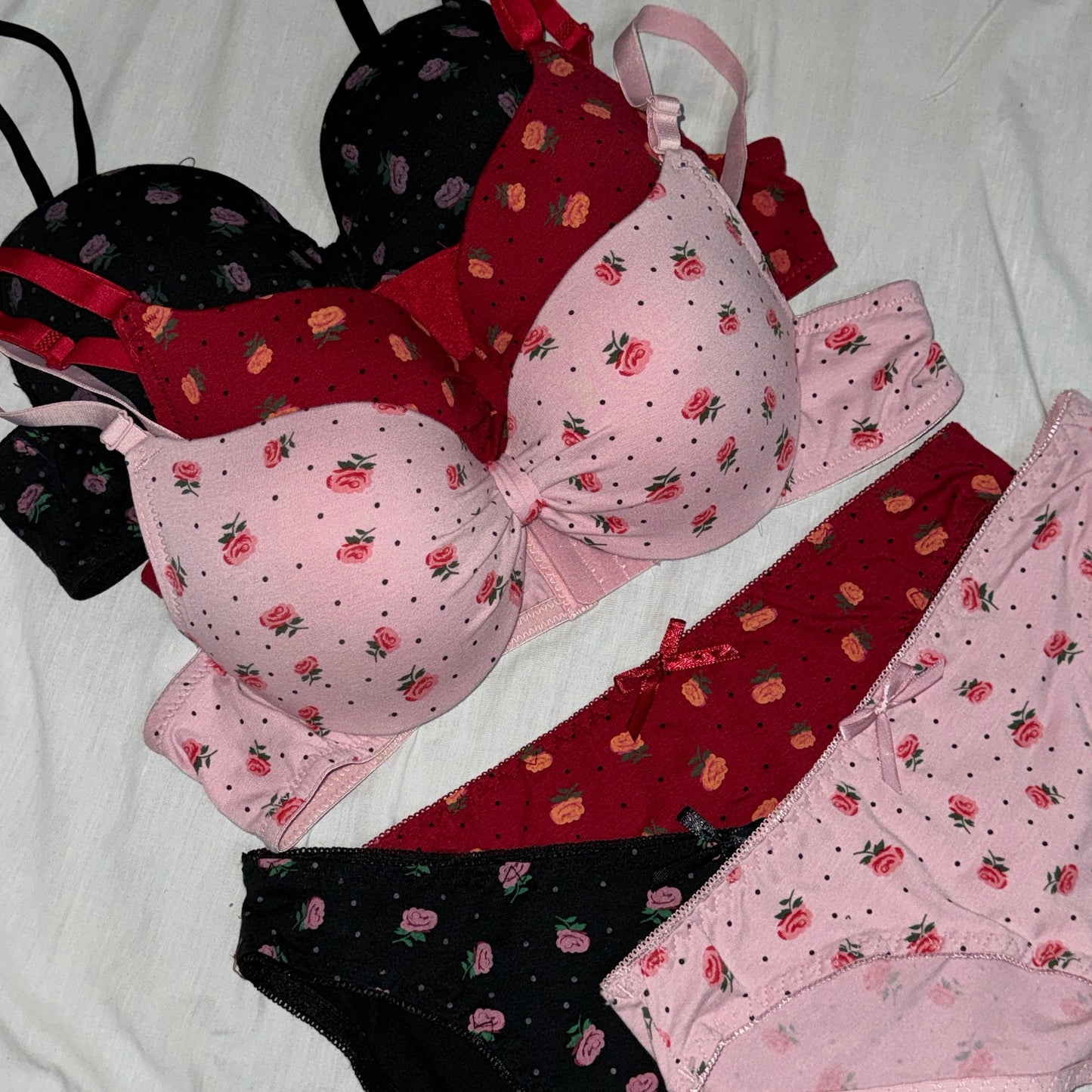 Flower Printed Padded Bra Set(Imported)